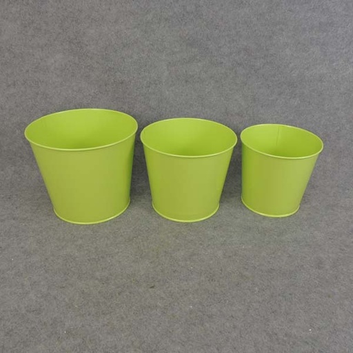 [SR6076-GRN] PLANTER TIN W/LINER 3/SET SOLID GREEN