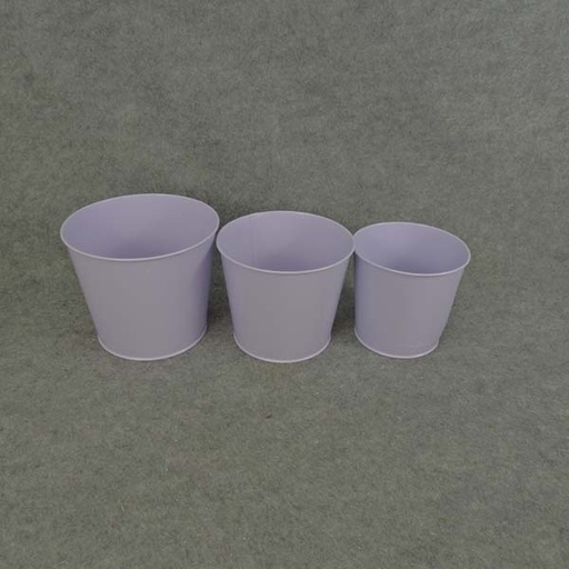 [SR6076-LAV] PLANTER TIN W/LINER 3/SET SOLID LAVENDER