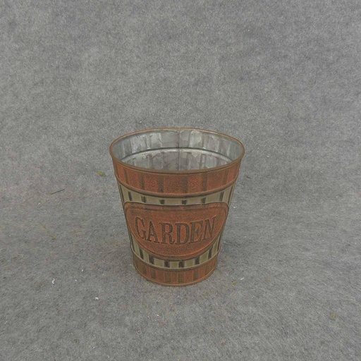 [SR6201] PLANTER TIN 5.5" x 5.75" METAL/"GARDEN"
