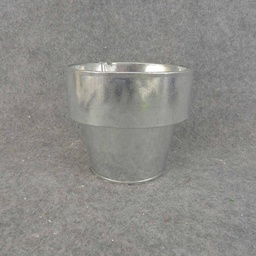 [SR7011] PLANTER POT 5x4.5&quot; W/LINER GALVANIZED LOOK
