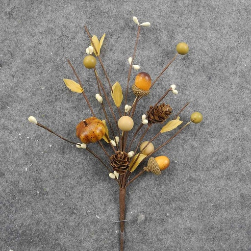 [SLF8019-CGN] BERRY/ACORN/PUMPKIN PICK 10" (6/BAG)   CREAM/GREEN