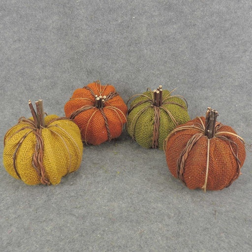 [SRF4009-AST] BURLAP PUMPKIN 4.38" X 6.3"
