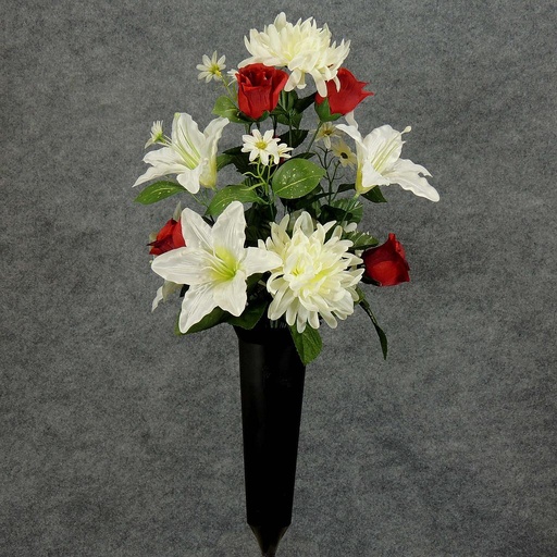 [WW-1218805] PRE-MADE MEM CONE ARRANGEMENT  CREAM/RED