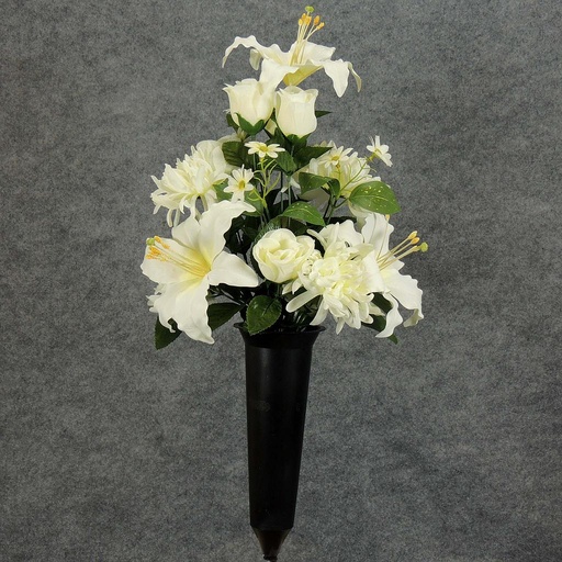 [WW-1218809] PRE-MADE MEM CONE ARRANGEMENT  CREAM/WHITE