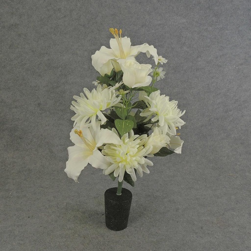 [WW-1218809-NOC] PRE-MADE MEM INSERT ARRANGEMENT  CREAM/WHITE  (NO CONE)