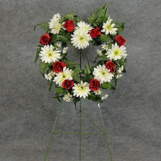 [WW-1242011] PRE-MADE MEM HEART ARRANGEMENT  RED/WHITE