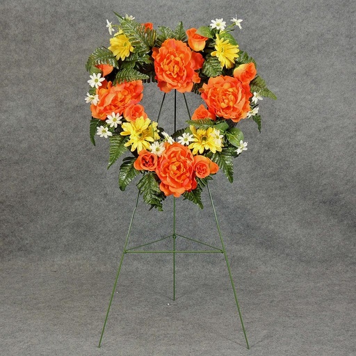[WW-1242023] PRE-MADE MEM HEART ARRANGEMENT  ORANGE/YELLOW