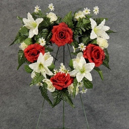 [WW-1242026] PRE-MADE MEM HEART ARRANGEMENT  RED/CREAM