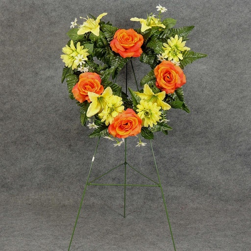 [WW-1242027] PRE-MADE MEM HEART ARRANGEMENT  ORANGE/YELLOW (LILIES)