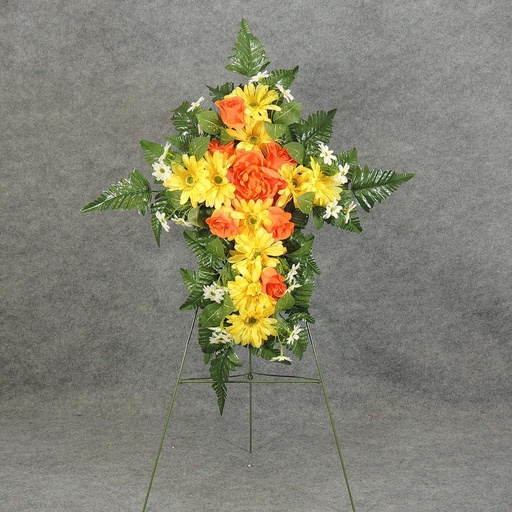 [WW-1242031] PRE-MADE MEM CROSS ARRANGEMENT  ORANGE/YELLOW