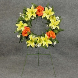 [WW-1242037] PRE-MADE MEM WREATH ARRANGEMENT  ORANGE/YELLOW