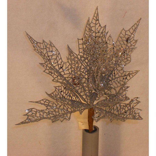 [X05005-SIL] POINSETTIA PICK W/JEWELS SILVER 8" HEAD
