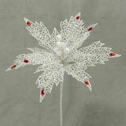 [X05005-WHT] POINSETTIA PICK W/JEWELS WHITE