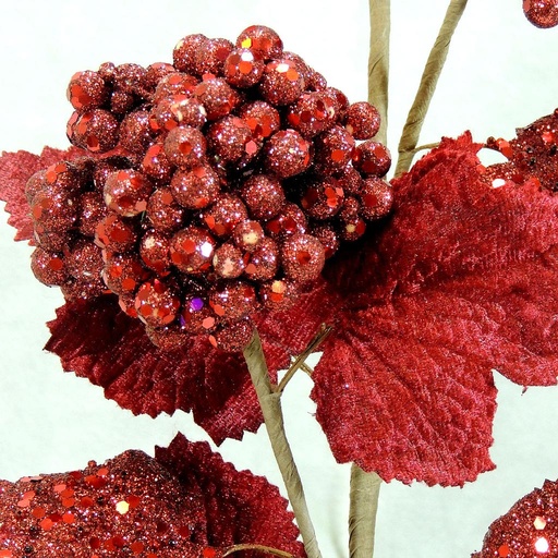 [X10-15-BUR] BERRY CLUSTER/LEAF SPRAY 23"  BURGUNDY