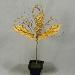 [X10-55-GLD] 16" BUB. BERRY LOOP/LEAF SPRAY  GOLD