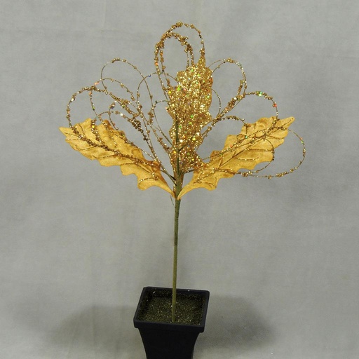 [X10-55-GLD] 16" BUB. BERRY LOOP/LEAF SPRAY  GOLD