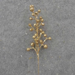 [X11043-GLD] BERRIES 9&quot; PICK GLITTER GOLD  GOLD