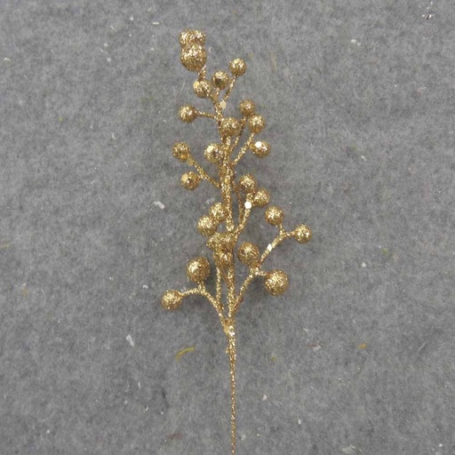 [X11043-GLD] BERRIES 9" PICK GLITTER GOLD  GOLD