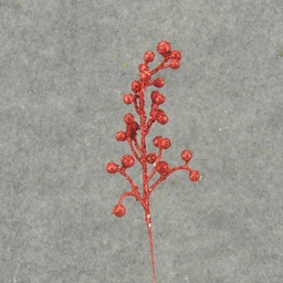 [X11043-RED] BERRIES 9&quot; PICK GLITTER  RED  RED
