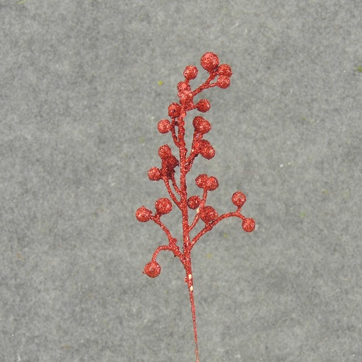 [X11043-RED] BERRIES 9" PICK GLITTER  RED  RED