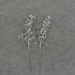 [X11043-SIL] BERRIES 9&quot; PICK GLITTER SILVER  SILVER