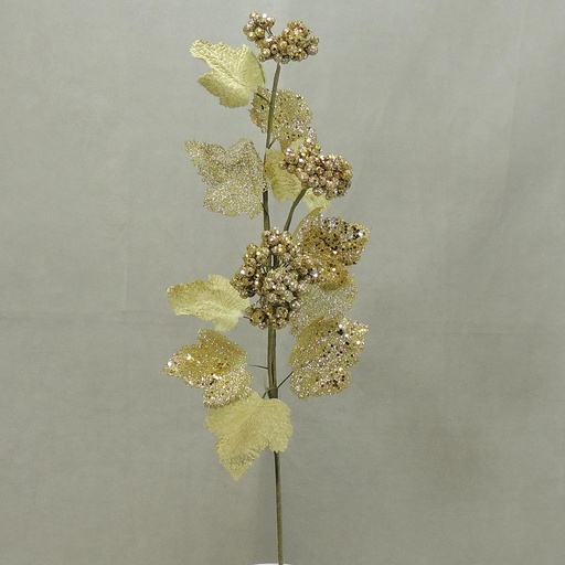 [X11-39-LGN] BERRY CLUSTER SPRAY W/LEAF  LIGHT GREEN