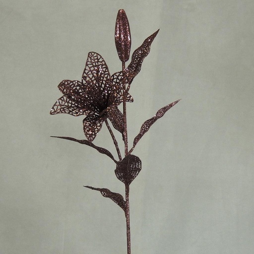 [X13829-BRN] 30" TIGER LILY STEM GLITTER BROWN