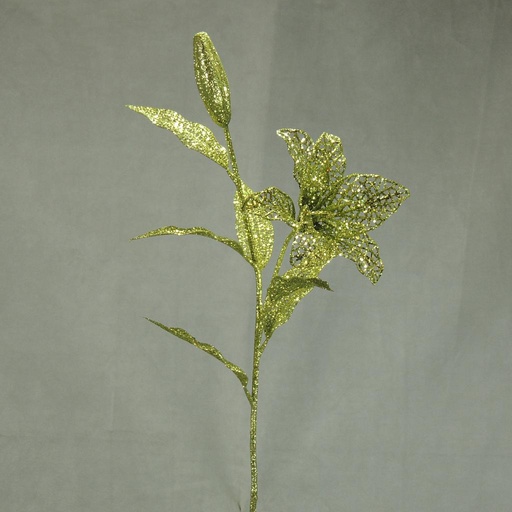 [X13829-GRN] 30" TIGER LILY STEM GLITTER GREEN