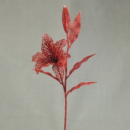 [X13829-RED] 30&quot; TIGER LILY STEM GLITTER  RED
