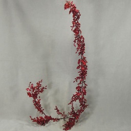 [X352-RED] GARLAND 5' BERRY W/HOLLY LEAVES
