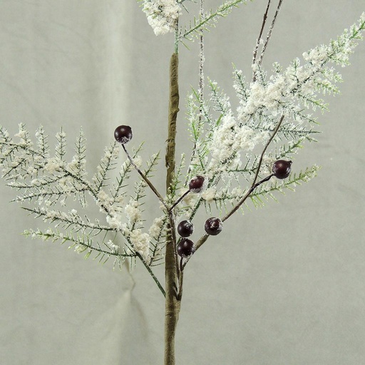 [X60855] FERN SPRAY SNOW FLOCKED 21"