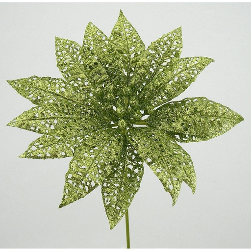 [X43184-LGN] POINSETTIA PICK 9"LT/GRN LACE (12 BANDED)
