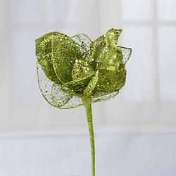 [X9475-3-GRN] 15" GLITTER MAGNOLIA PICK
