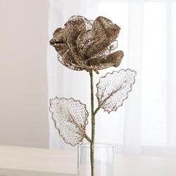[X9476-PTN] 21" GLITTER ROSE SPRAY PLATINUM