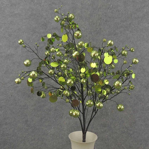 [X100320-GRN] 24" BALL GLITTER/SEQUIN BUSH X11  GREEN