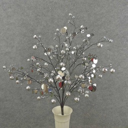 [X100320-SIL] 24&quot; BALL GLITTER/SEQUIN BUSH X11  SILVER
