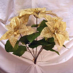 [X696153-GLD] POINSETTIA 24&quot; BUSH X5 w/MICA  GOLD