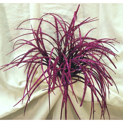 [X339-PUR] GLITTERED GRASS BUSH X 14  PURPLE
