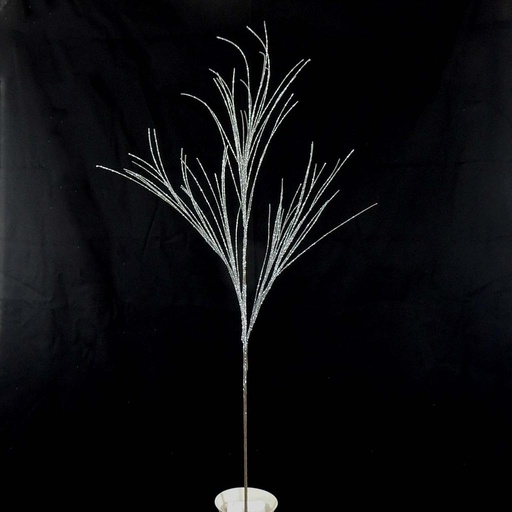 [X60761-SIL] 33" GLITTER LONG GRASS SPRAY SILVER(6/BAG)