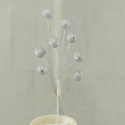 [X81021A-SIL] 11" GLITTER BALL PIC x8 SILVER