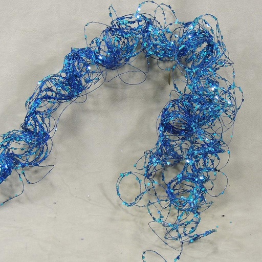 [X81827-BLU] 36" GLITTER MOSS WIRE GARLAND  BLUEX