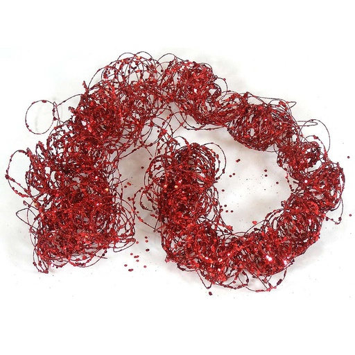 [X81827-RED] 36" GLITTER MOSS WIRE GARLAND  RED