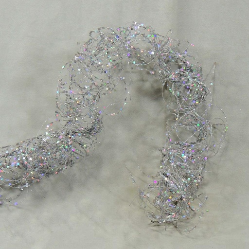 [X81827-SIL] 36" GLITTER MOSS WIRE GARLAND  SILVER