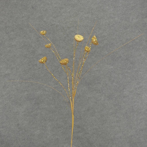 [X83375-GLD] 30" GLITTER LOTUS POD SPRAY X7  GOLD