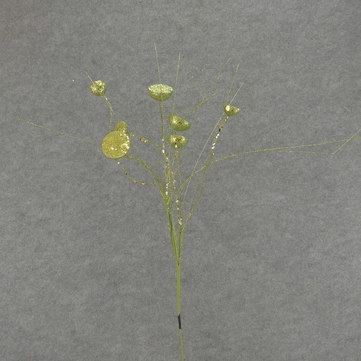 [X83375-GRN] 30" GLITTER LOTUS POD SPRAY X7  GREEN
