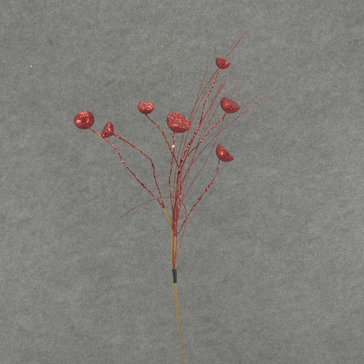 [X83375-RED] 30" GLITTER LOTUS POD SPRAY X7  RED
