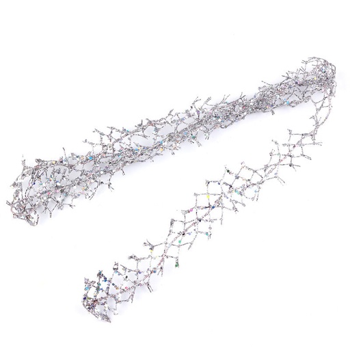 [X83386-SIL] 60" x 1.5" GLITTER MESH RIBBON  SILVER