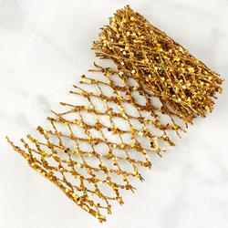 [X83389-GLD] 48" x 4" GLITTER MESH RIBBON  12  GOLD