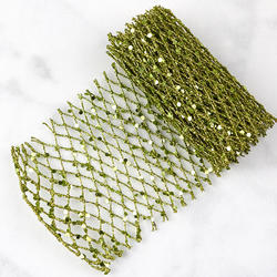 [X83389-GRN] 48" x 4" GLITTER MESH RIBBON  12  GREEN