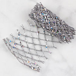 [X83389-SIL] 48" x 4" GLITTER MESH RIBBON  12  SILVER